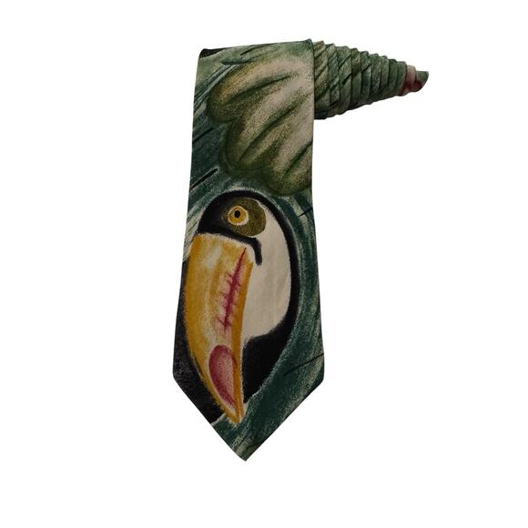 World Wildlife Fund WWF Toucans Design NO 136 Vintage Animals Bird Necktie Silk - Picture 1 of 8